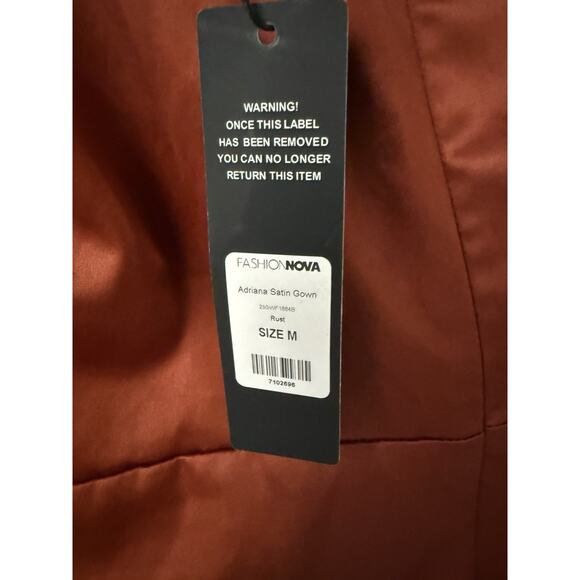 Fashionova Adriana Satin Gown Size M Orange Maxi Ruched Eveningwear Formal Prom - Picture 10 of 13